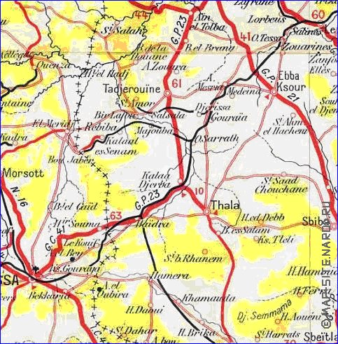 mapa de Tunisia em frances