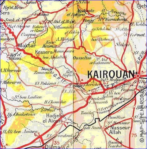 mapa de Tunisia em frances