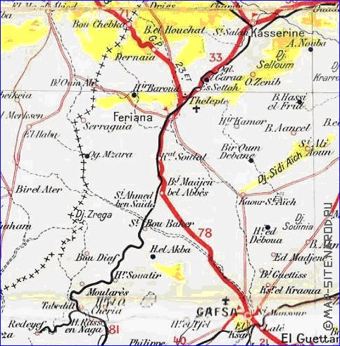 mapa de Tunisia em frances