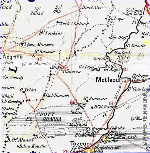 mapa de Tunisia em frances