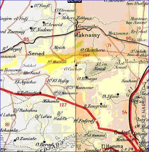 mapa de Tunisia em frances