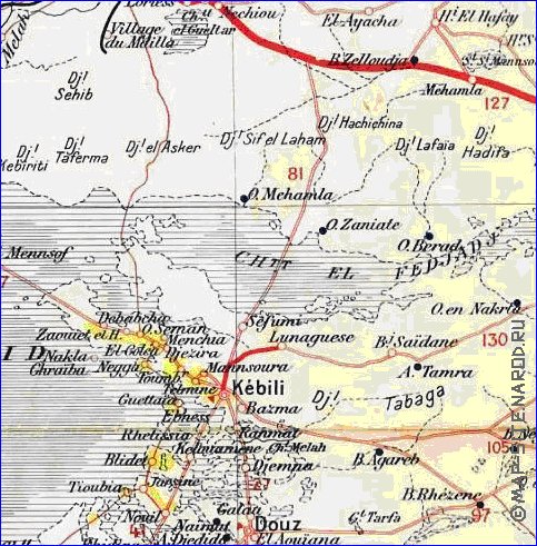 mapa de Tunisia em frances