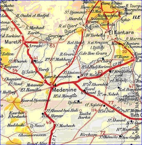 mapa de Tunisia em frances