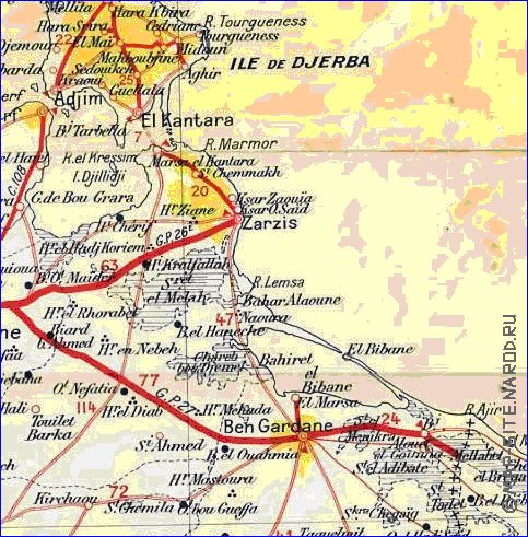 mapa de Tunisia em frances