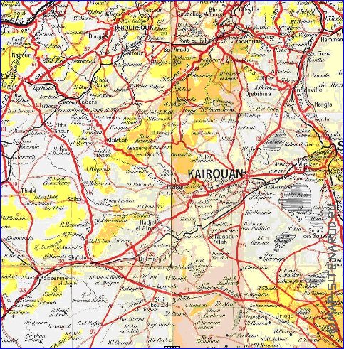 mapa de Tunisia em frances