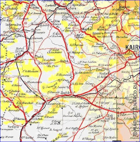 mapa de Tunisia em frances