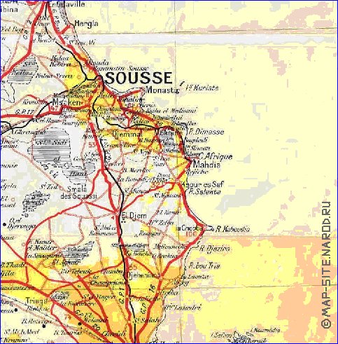 mapa de Tunisia em frances