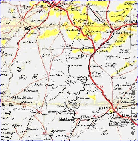 mapa de Tunisia em frances