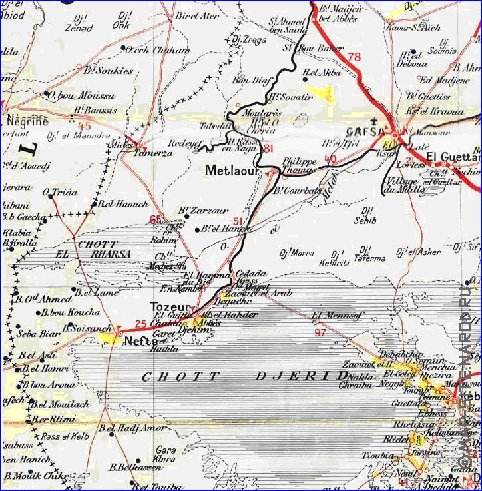 mapa de Tunisia em frances