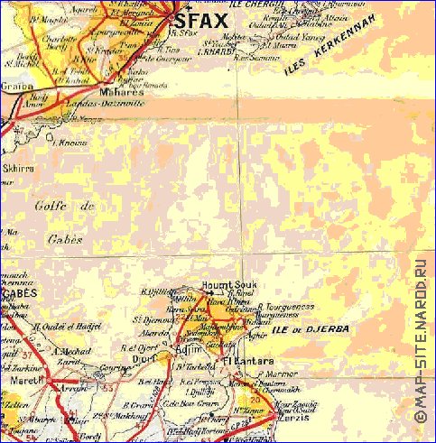 mapa de Tunisia em frances