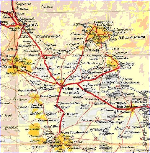 mapa de Tunisia em frances