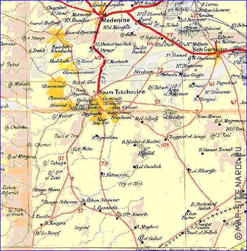 mapa de Tunisia em frances