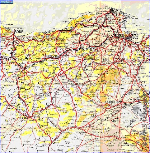 mapa de Tunisia em frances