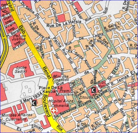 mapa de  cidade Tunes