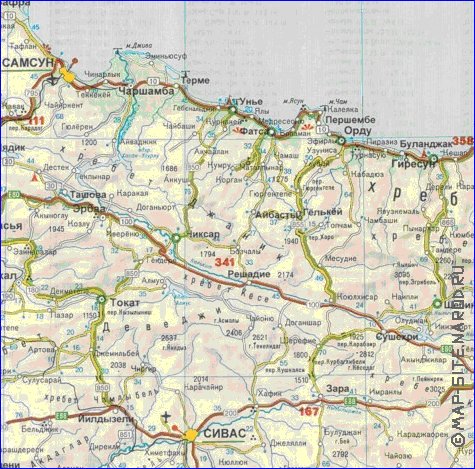 carte de des routes Turquie