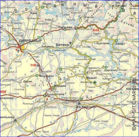 mapa de de estradas Turquia