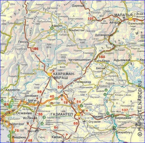 carte de des routes Turquie