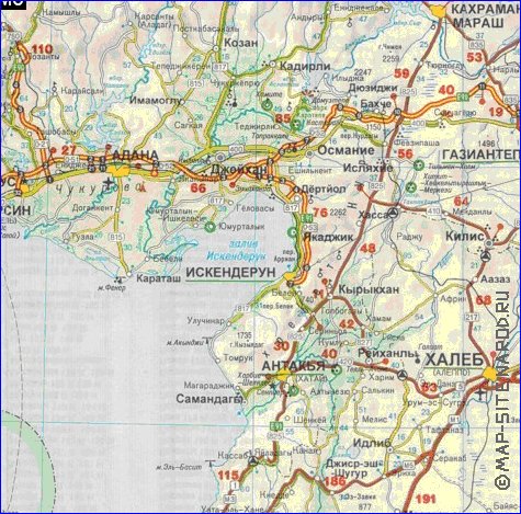 carte de des routes Turquie