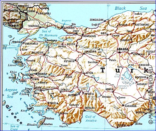 carte de Turquie en anglais