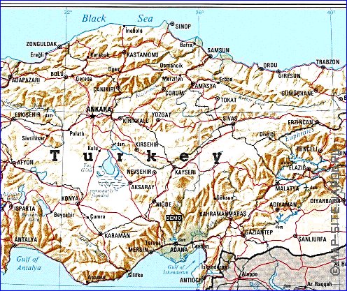 carte de Turquie en anglais