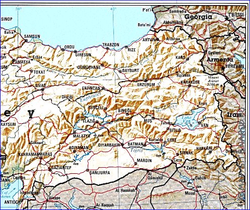 carte de Turquie en anglais