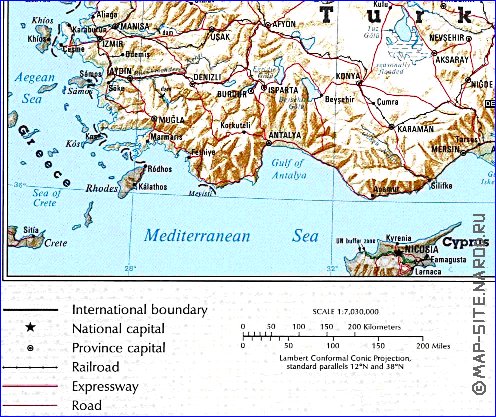 carte de Turquie en anglais