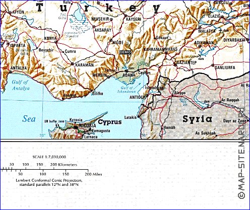 carte de Turquie en anglais