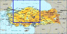Physique carte de Turquie