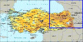 Physique carte de Turquie