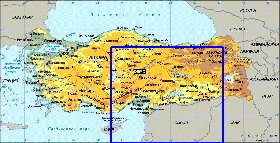 Physique carte de Turquie