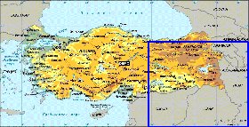 Physique carte de Turquie