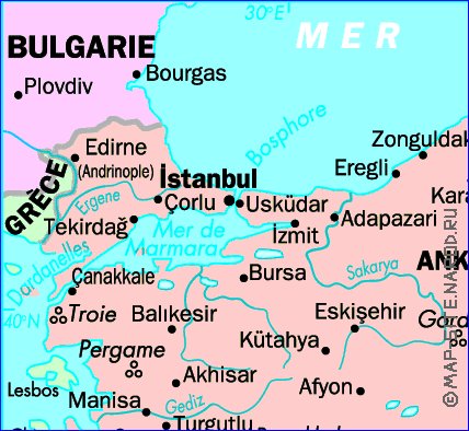 mapa de Turquia em frances