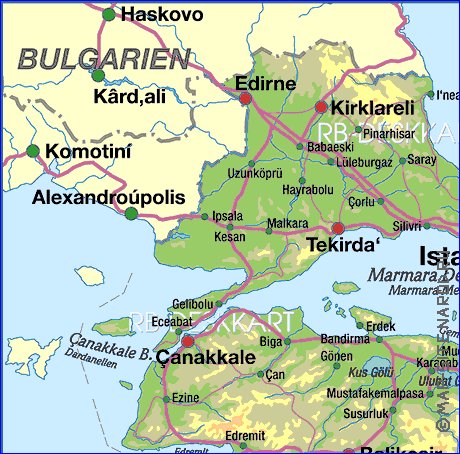 mapa de Turquia em alemao