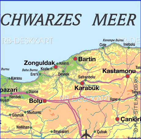 mapa de Turquia em alemao