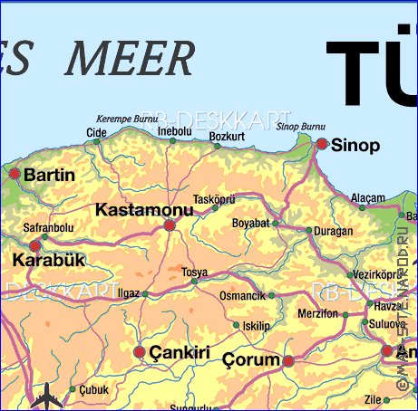 mapa de Turquia em alemao