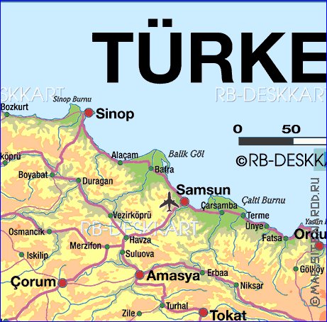 mapa de Turquia em alemao