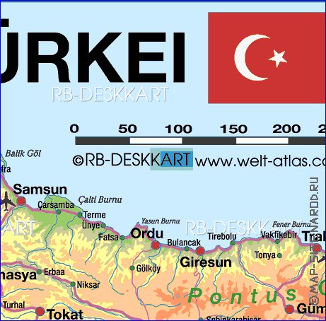 mapa de Turquia em alemao