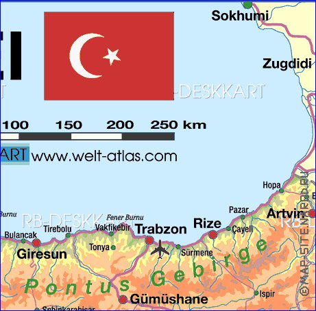 mapa de Turquia em alemao