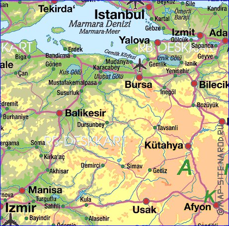 mapa de Turquia em alemao