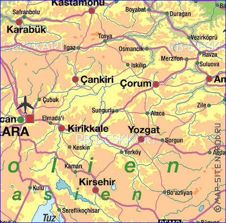 mapa de Turquia em alemao