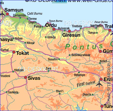 mapa de Turquia em alemao