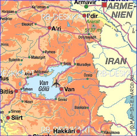 mapa de Turquia em alemao