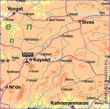 mapa de Turquia em alemao