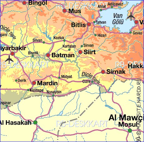 mapa de Turquia em alemao