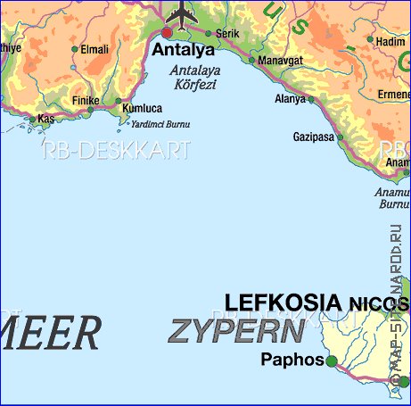 mapa de Turquia em alemao