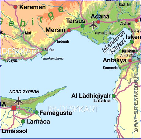 mapa de Turquia em alemao