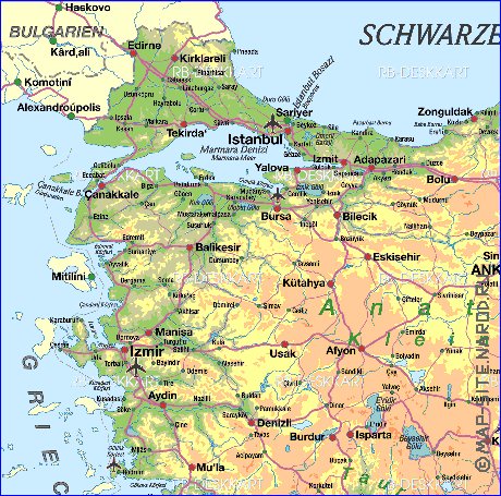 mapa de Turquia em alemao