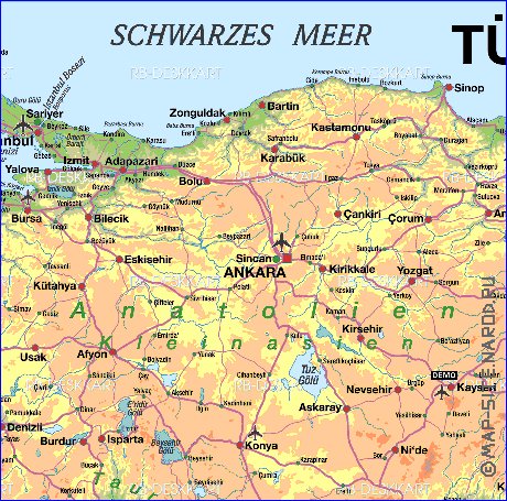 mapa de Turquia em alemao