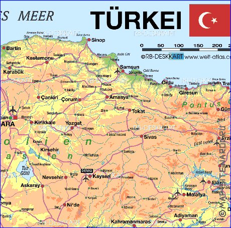 mapa de Turquia em alemao