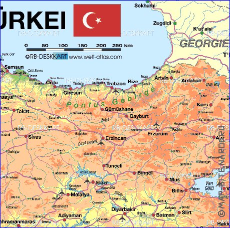 mapa de Turquia em alemao